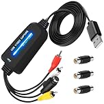 VHS to Digital Converter, USB 2.0 Capture Card for VHS/VCR/DVD/Hi8, Plug and Play 1080p HD Video Adapter Compatible with Windows/Mac, Convert Analog to Digital for Home, Teachers & Content Creators