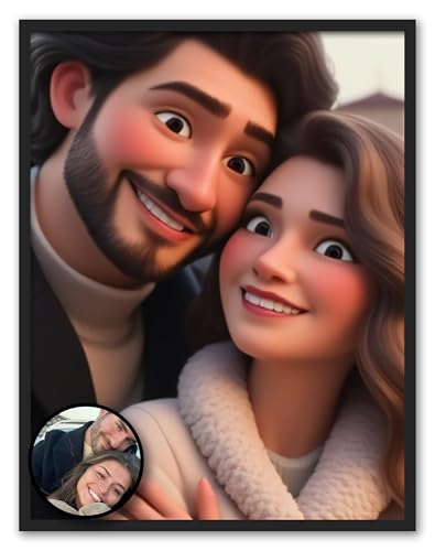 Julyly POD Custom Cartoon Portrait, Custom Couple Portrait Wall Art Print, Portraits from Photo, Personalized Gift for Her, Him, Wife, Husband, Gifts Valentine Birthday Wedding Christmas for Men Women