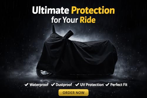 Image of Heavy Duty Waterproof Scooty & Bike Cover for Royal Enfeild Shotgun 650 - UV Resistant, Dustproof & Rain Protection, All-Weather Outdoor Cover for Bikes & Scooty with Buckle Straps