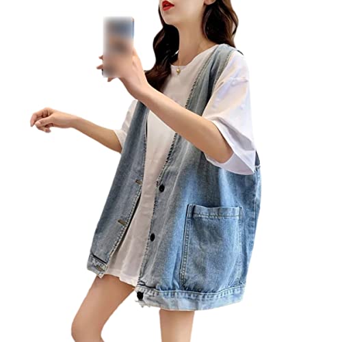 Gilet en jean ample femme noir pour corriger la silhouette avec confort et poche L