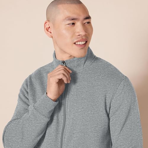 Amazon Essentials Sudadera de Forro Polar con Cuello Perkins y Cremallera Completa Hombre, Gris Claro Mezcla, L - imagen 4