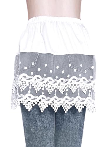 Image of Vanrose Jan Womens Lace Shirt Extender See Through Lace Underskirts Layering Half Slip Clothing Accessories