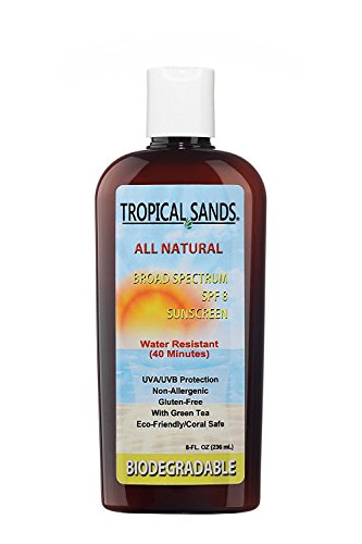 Tropical Sands All Natural Biodegradable Water Resistant Sunscreen - SPF 8 - 8 fl Oz - Great for Snorkeling - Reef Safe! by Tropical Sands