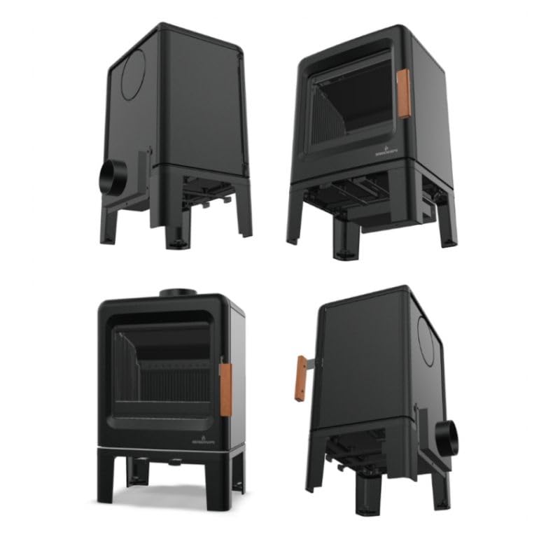 POÊLE À BOIS LIRA ÉTANCHE EN FONTE 5KW - Noir