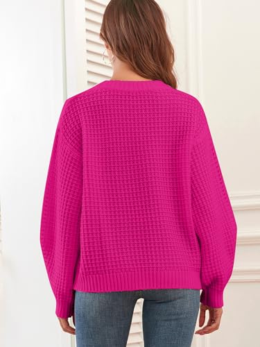 Image of ZAFUL Womens Sweater Cable Knit Oversized Sweaters Crewneck Long Sleeves Casual Knit Pullover Tops