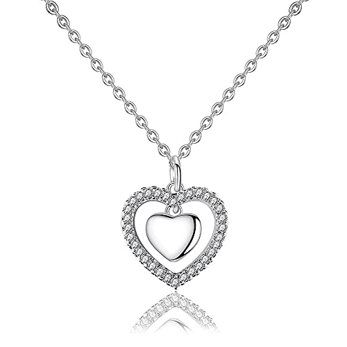 Cadeau de mariée romantique : collier pendentif cœur argent 925 et ras du cou