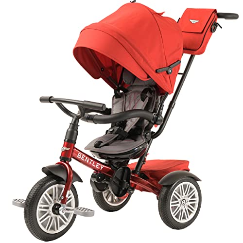 Image of Bentley 6-in-1 Baby Stroller & Toddler Tricycle - Officially Licensed Luxury Kids Bike, Convertible Travel Strollers & Kid Trike with Air Wheels, Canopy & Safety Features (6m-5y+ | Dragon Red)