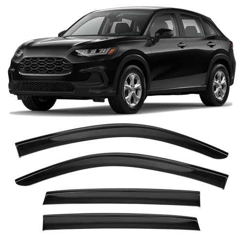 Image of Shatterproof Taped-On Window Deflectors for Honda HR-V 2023-2026 with Black Trim, Rain Guards, Window Visors for Car, Vent Deflector, 4pcs