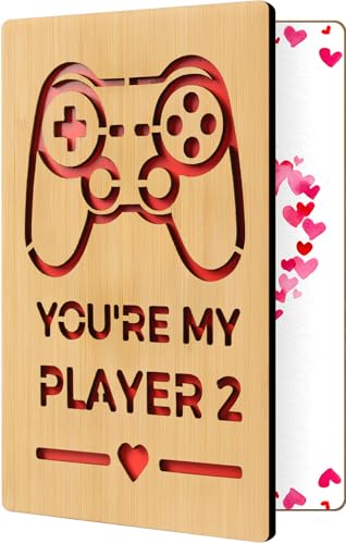 Handmade Wooden Gamer Valentine's Day Card