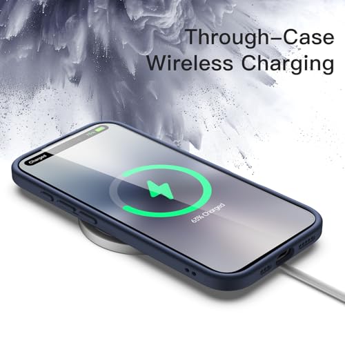 Image of JETech Case for iPhone 17 6.3-Inch, Shockproof Phone Bumper Cover, Solid Color Matte TPU Frame, Anti-Scratch Clear Back (Storm Blue)
