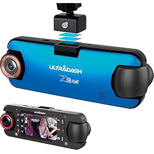UltraDash Z3+ Commercial Edition - Dual Lens Dash Cam for Rideshare Taxi Truck Ambulance Police Professional Drivers Wide Angle IR Lens Night Vision Infrared 2.7" LCD HDR Cabin Passenger