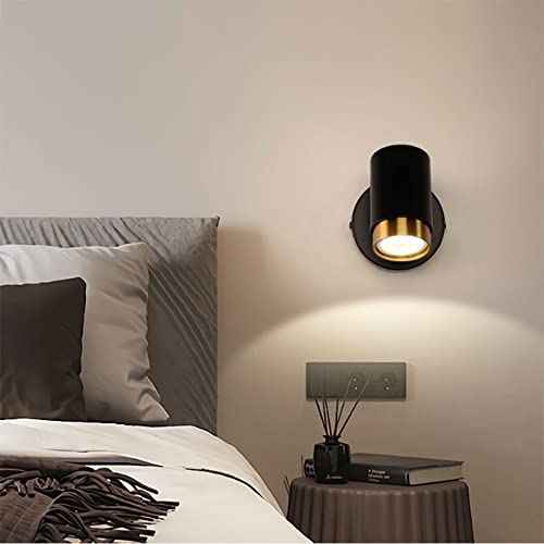 Foco de pared de cabecera negro con luz cálida estilo industrial 2