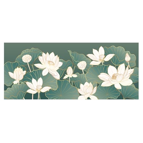 Image of PAPER PLANE DESIGN White Lotus Flower Spiritual and Ethnic Wall Mural Wallpaper. Full Wall Coverage. (Ds-18) (10 X 12 FEET, Canvas Texture - SELF Adhesive)