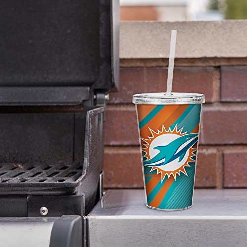 Image of Rico Industries NFL Football 16oz Clear Tumbler W /Straw for NFL Fans