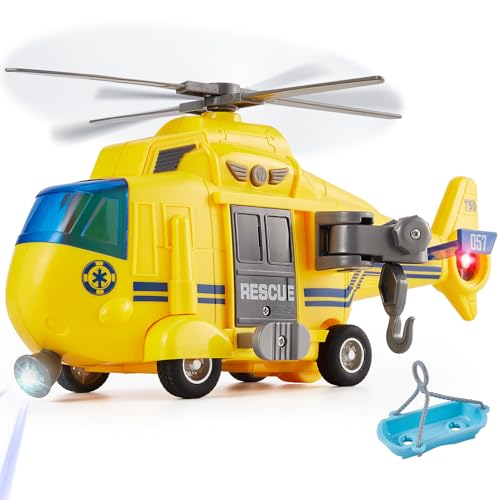 HERSITY Helicóptero de Rescate Grande Policía Modelos de Aviones de Juguete con Luz y Sonidos, Aeroplanos cumpleaños Regalos para Niños Niñas 3 4 5 6 Años