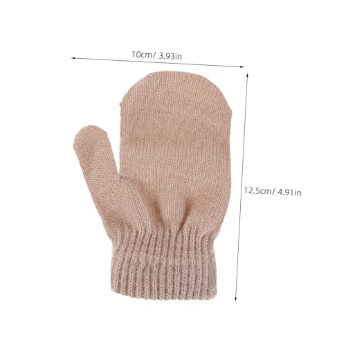 Knitted Toddler Winter Gloves for Boys and Girls Soft Warm Mittens in Light Brown for Cold Weather Protection Stretchy Fit2
