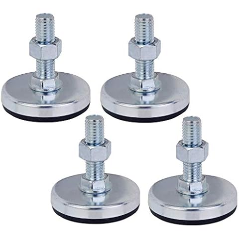 Adjustable Levelling Feet - Set of 4 - M12 Thread with 55mm Foot Diameter - Ideal for Furniture, Appliances and Equipment (Heavy Duty - Upto 750Kg per Foot) Cover