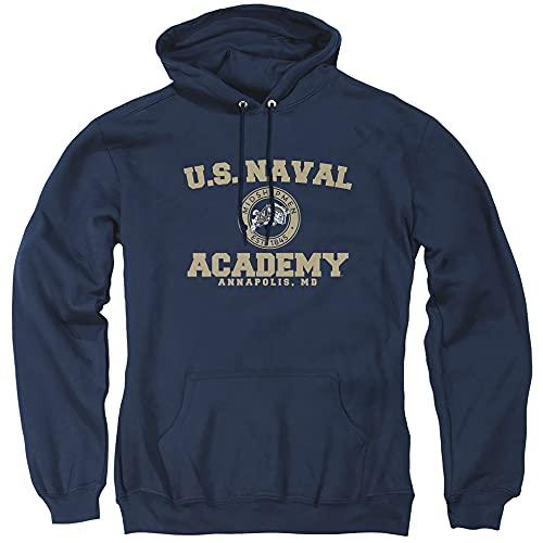 Us Naval Academy Official Circle Logo Unisex Adult Pull-Over Hoodie,Navy, Large