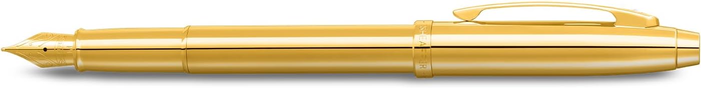 Sheaffer 100 9372 Glossy PVD Gold Plated Fountain Pen With PVD Gold Plated Trims - Medium