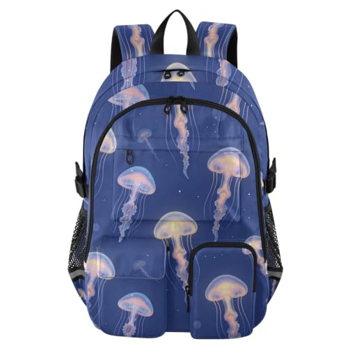 Mochila universitaria de 17.5 pulgadas con diseño Jellyfish y compartimento para equipaje amplio