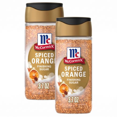 McCormick Finishing Sugar, Spiced Orange, Limited Edition, Bright Citrus Flavor with Warm Spices, For Muffins, Pie, Cocktails, Cider, Tea, and More, 3.7 oz (Pack of 2)
