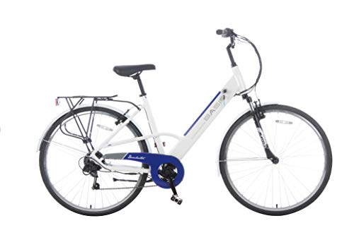 Basis Dorchester Step Through Integrated Electric City Bike, 7.8Ah - White/Blue - Image 3