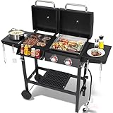Charcoal and 2-Burner Propane Gas Combo Grill with Stainless...