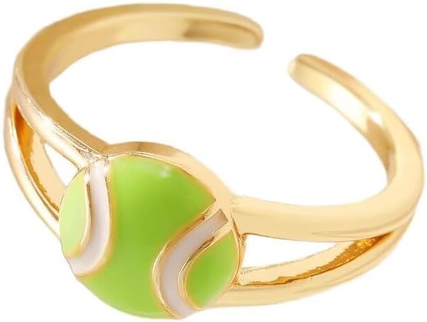 Zian Gold Plated Basketball Baseball Soccer Volleyball Football Themed Rings Adjustable Sports Ball Open Rings for Men and Women Cute Sports Jewelry for Athletes and Fans image 2