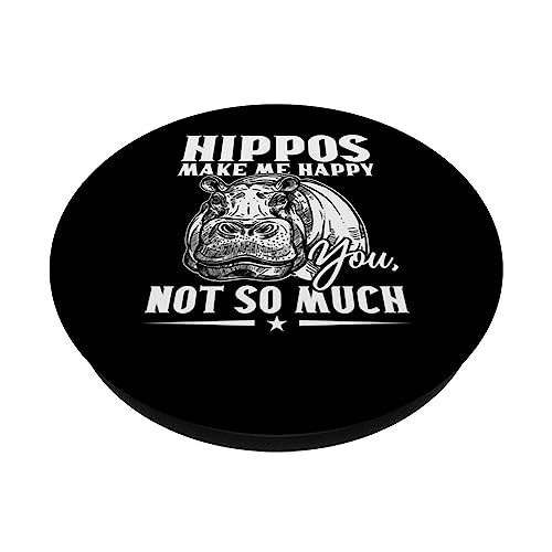 Funny Hippos Make Me Happy Hippo PopSockets Swappable PopGrip, Black - Image 2