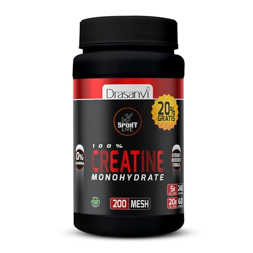 Drasanvi Creatina Monohidratada 1 KG+200gr Gratis| Creatina 100% Pura Polvo 200 MESH| Impulsa tu Fuerza, Rendimiento|Ganancia Muscular | Ideal para Esfuerzos Intensos, Rápida Recuperación| Sin sabor