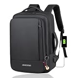 Mochila de mano organizada, bolsa de viaje para aerolíneas, mochila expandible para laptop de negocios de 15.6 pulgadas, mochila de fin de semana, Negro, L