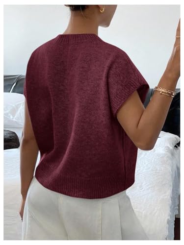 Image of SOLY HUX Women's Short Sleeve Sweater 3D Floral Sweaters Pullover Tank Tops Knit Vest Trendy Fashion Clothing