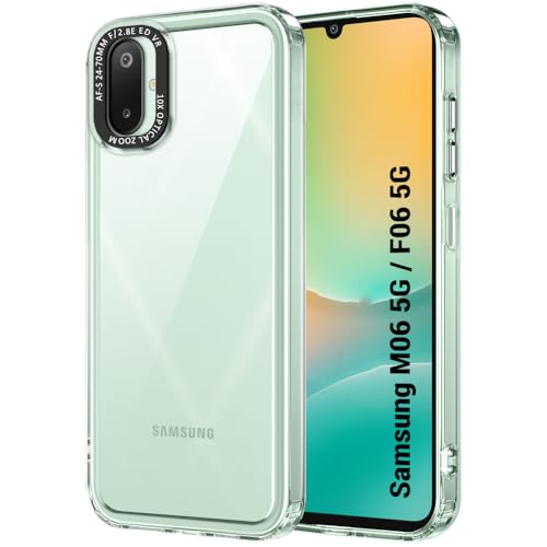 Image of TheGiftKart Hybrid Shockproof Back Cover Case for Samsung Galaxy M06 5G / F06 5G | Stylish Camera Border | Electroplated Buttons | Crystal Clear Hard Back Cover Case (TPU & PC, Transparent Bumper)