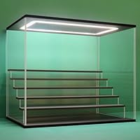 NONEMEY Clear Acrylic Display Case Stand with LED Light 2/3/4/5/6 Tier Storage Box Showcase Dustproof Organizer Box for Collectibles (Black 6 Tiers 19.6x12.5x16.5inch,50×32×42cm)