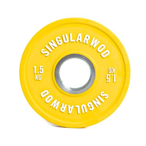 Disco Fraccional Training Croma SINGULARWOD. Disco Fraccional para Barras Olímpicas. (0,5 kg - 2,5 kg) Discos individuales para musculación. Disco 1,5 kg 50mm (Amarillo)