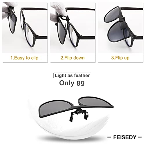 FEISEDY Cat Eye Polarized Clip-On Sunglasses Men Women over Glasses Driving Outdoor B27644