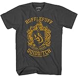 Harry Potter Hufflepuff Quidditch Team Boys Youth T-Shirt (LG, Charcoal Heather)