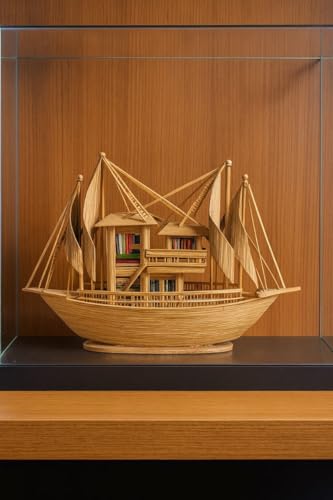 Image of Decorative Wooden Ship Model /Coastal Decor / 9.5'' - INCH Craft Boat