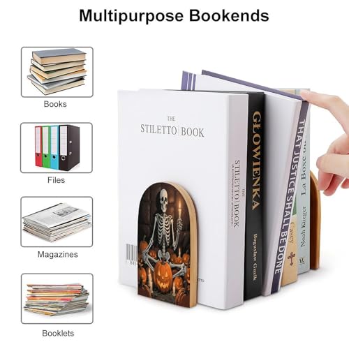 Sujetalibros de calavera resistente para evitar caidas de libros en baldas 4