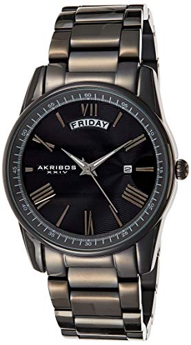 Preisvergleich Produktbild Akribos XXIV Black Stainless Steel Mens Dress Watch Analog Quartz AK1039BK