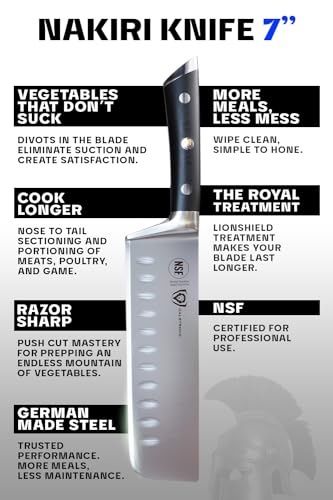 Dalstrong Nakiri Asian Vegetable Knife - 7" - Gladiator Series - Forged German High Carbon Steel - Black G10 Handle Kitchen Knife - Sheath Included - NSF Certified