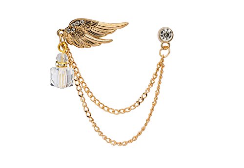 Knighthood Power Wing with Hanging Stone Lapel Pin Badge Coat Suit Wedding Gift Party Shirt Collar Accessories Brooch for Men Golden