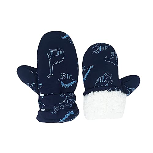 Uttpll Lined Fleece Toddler Mittens Waterproof Infant Baby Toddler Kids Winter Mittnes Warm Ski Snow Gloves For Boys Girls Dinosaur Blue 6-24 Months #TOP29