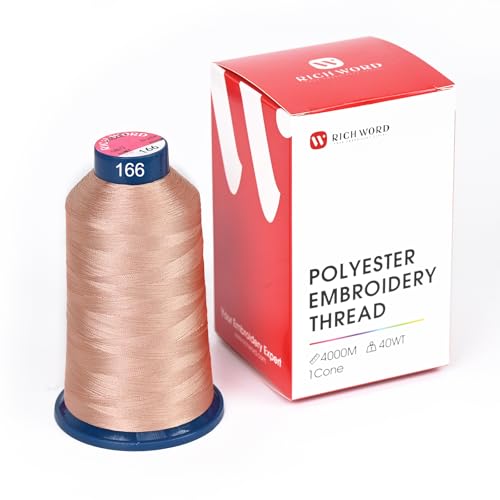 Image of Poolin Polyester Machine Embroidery Thread 4000M 40WT Nude Beige 0166 | Smooth Feeding with Stable Tension for Clean, Consistent Stitching on Home and Commercial Embroidery Machines