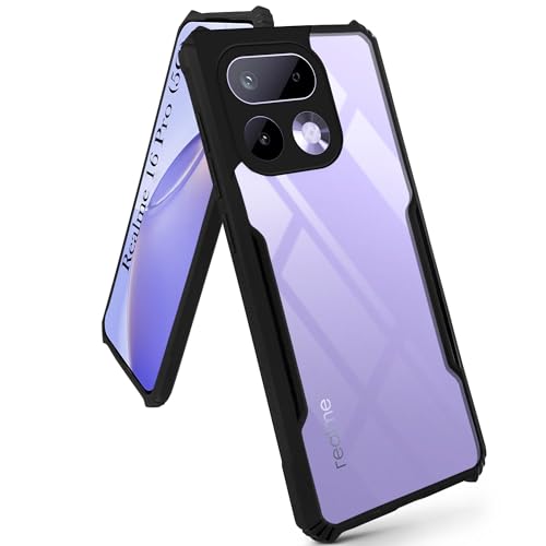 Image of Jkobi Hybrid Back Cover Case for Realme 16 Pro (Shockproof with Polycarbonate Clear Panel | Professional Black)