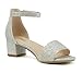 Soda Kids/Children/Girls KICK-2 Wide band Comfortable Sole with Velcor Ankle Strap Block Heel Counter Back Fashion Sandals Shoes (2M, SILVER SHIMMER, numeric_2)