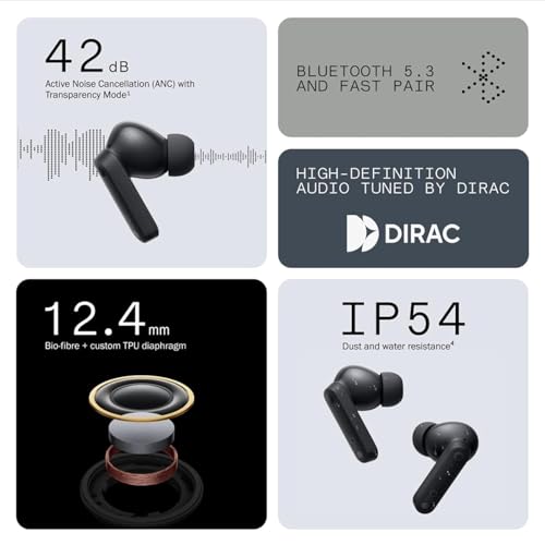 Image of CMF Buds with 45 dB ANC, Ultra Bass Technology & Upto 61 Hours of Battery Life Bluetooth Headset,4HD Mics,USB-C Charging Case,13mm Drivers,Water Resistant,Easy Use for iPhone,Apple Compatible (Black)