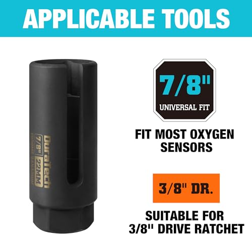 Image of DURATECH O2 Oxygen Sensor Socket 3 /8 inch Drive x 7 /8 inch(22mm), Oxygen Sensor Remover Tool Chrome-Vanadium Steel with Side Wire Gate, O2 Removal and Installation
