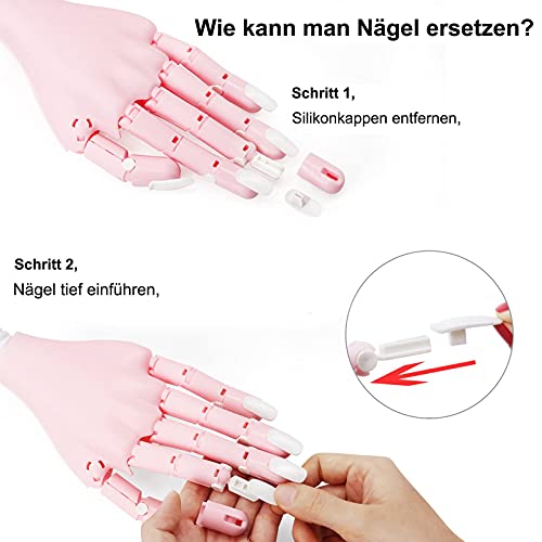 Flexibel Nagel übungshand mit 400pcs Ersatznägel, Professionelles übungsmodell Nägel Übungshände Training Hand… – Bild 8