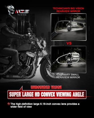 Image of MZS Motorcycle Rearview Mirors Compatible with Sportster Softail Road King Street Electra Glide Dyna Ultra Fat Bob Sport Low Rider 1982-2026, 8MM Touring Handlebar Rear View Side Mirror Blade Black